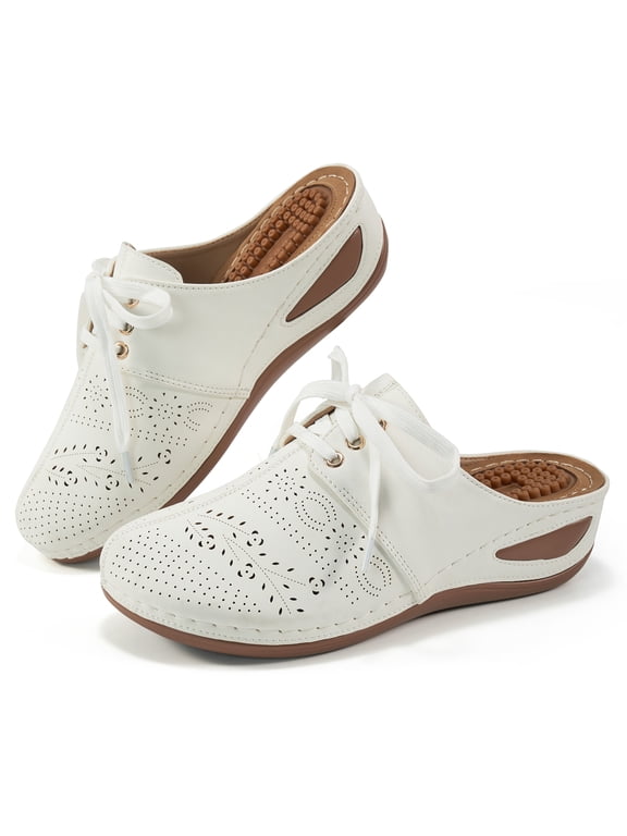 Clogs for Women Wedge Sandals Comfort Breathable Closed Toe Sandals with Massage
