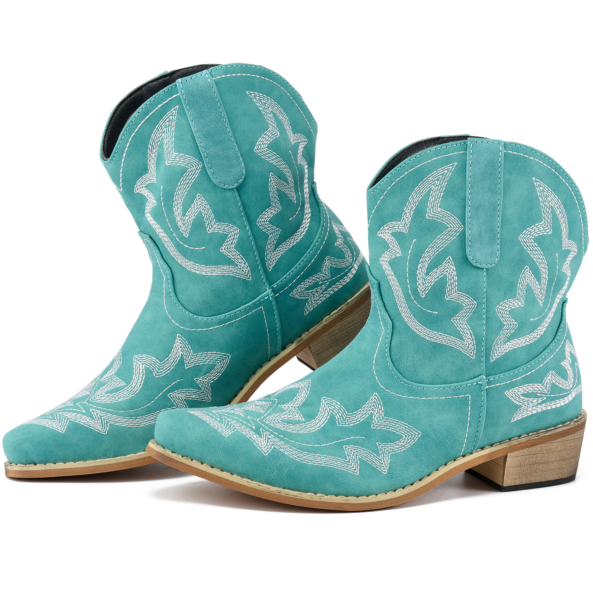 Ecetana Cowboy Boots For Women Ankle Cowgirl Booties Pointed Toe Embroidery Western Short Boots: What Stands Out on Walmart