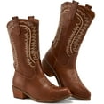 thumbnail image 1 of Ecetana Cowboy Boots for Womens Chunky Heel Wide Calf Western Cowgirl Boots, 1 of 6