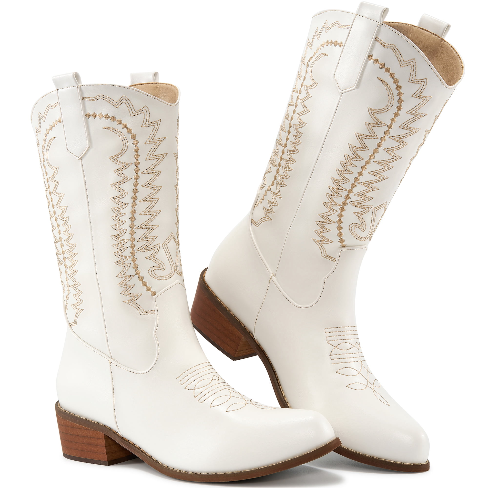 Cowboy Boots for Women Wide Calf Embroidered Western Cowgirl Boots