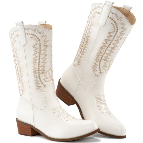 Cowboy Boots for Women Wide Calf Embroidered Western Cowgirl Boots