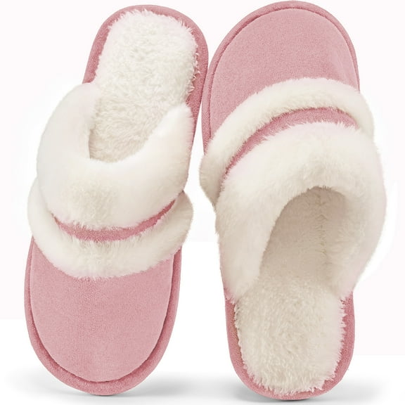 Ecetana Cozy Slippers for Women Indoor and Outdoor Fuzzy House Shoes with Memory Foam