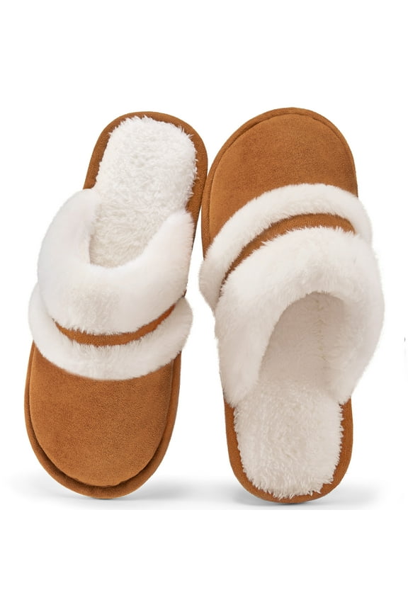 Cozy Slippers for Women Indoor and Outdoor Fuzzy House Shoes with Memory Foam