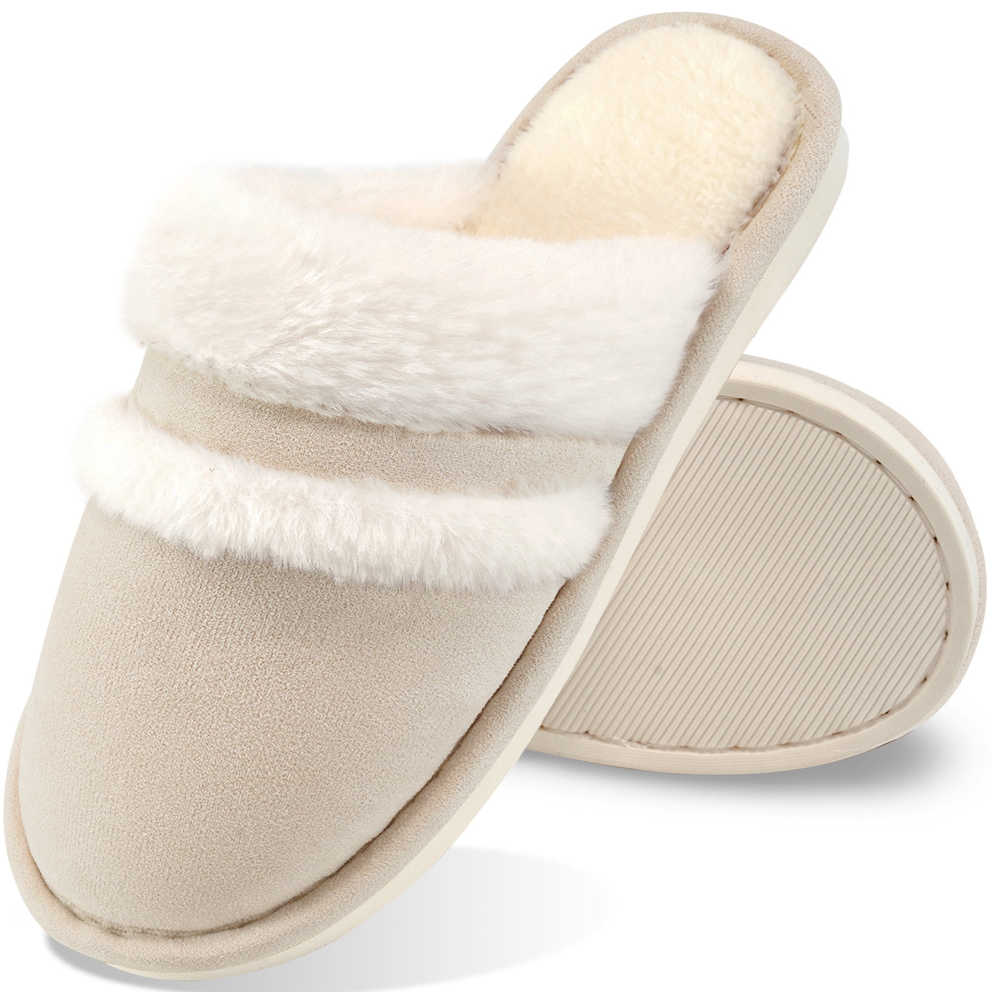 Ecetana Cozy Slippers for Women Indoor and Outdoor Fuzzy House Shoes ...