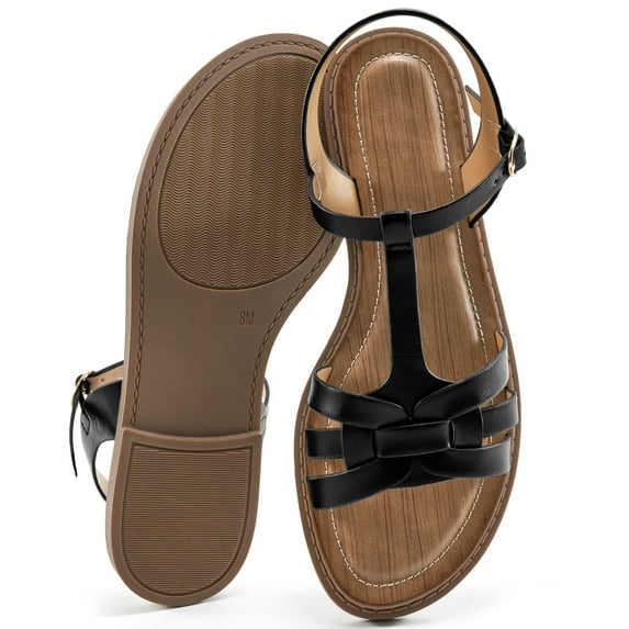 Ecetana Flat Sandals for Women Comfortable Walking Summer Beach Womens Sandals