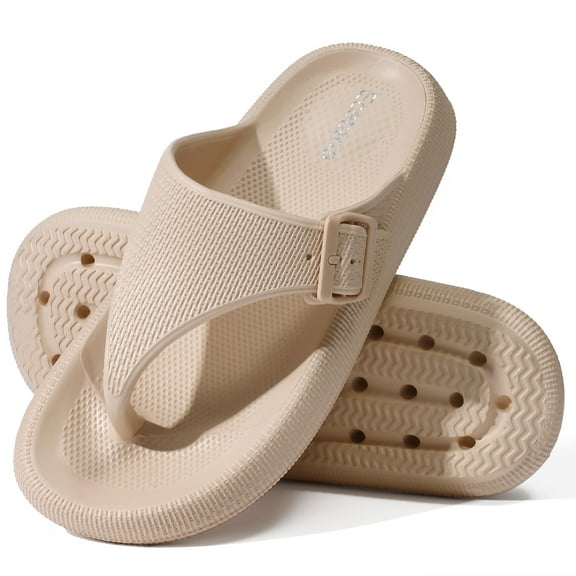 Ecetana Flip Flops Pillow Slippers for Women Soft Slides Sandals Cushion Beach Shoes