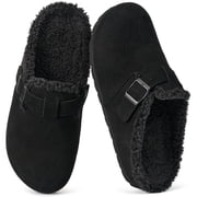 Ecetana Fuzzy Clogs for Women Warm Plush Lined Slip On Mules Faux Suede Winter Shoes Indoor Outdoor