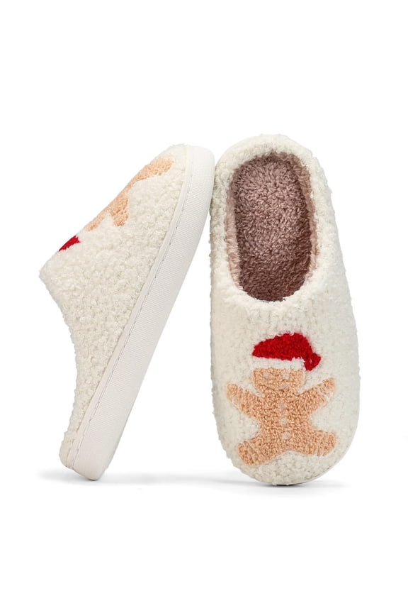 Fuzzy House Slippers for Women Christmas Cozy Memory Foam Woman Slipper Indoor and Outdoor Winter Bedroom Shoes