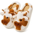 thumbnail image 1 of Ecetana Fuzzy Slippers for Women Cute Cow House Slippers Non-Slip Home Shoes with Memory Foam, 1 of 7