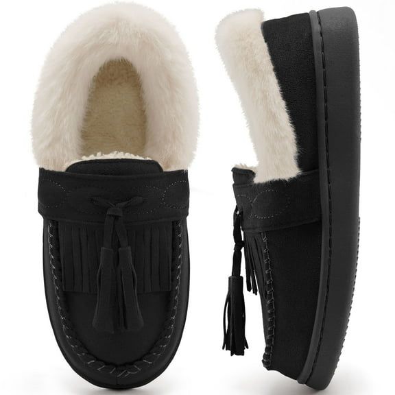 Ecetana Fuzzy Memory Foam Slippers for Women Comfortable Warm House shoes