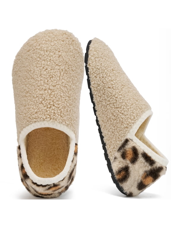Fuzzy Slippers for Women Plush Closed Back Non-Slip Indoor House Slippers