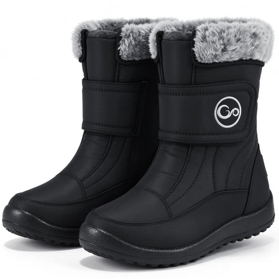 Ecetana Girls Boys Kids Snow Boots Waterproof Slip Resistant Outdoor Winter Shoes