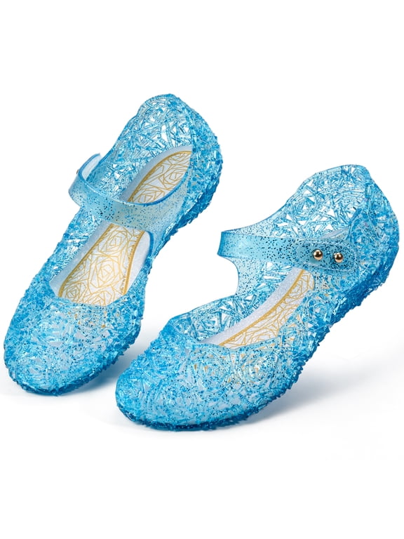 Girls Jelly Sandals Princess Costumes Flats Shoes Cosplay Birthday Party Dress Up Shoes for Kids Toddler