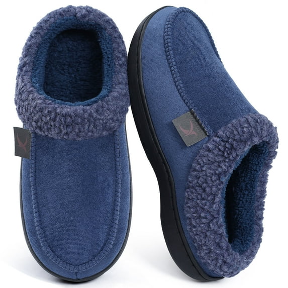 Ecetana House Slippers for Men Memory Foam Fuzzy Slippers Non Slip House Shoes for Men Indoor/Outdoor