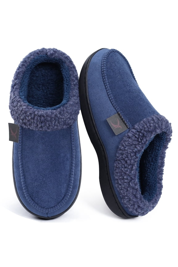 House Slippers for Men Memory Foam Fuzzy Slippers Non Slip House Shoes for Men Indoor/Outdoor