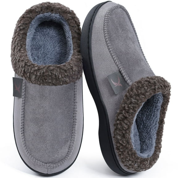 Ecetana House Slippers for Men Memory Foam Fuzzy Slippers Non Slip House Shoes for Men Indoor/Outdoor