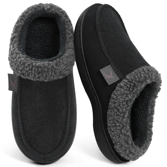 Ecetana House Slippers for Men Memory Foam Fuzzy Slippers Non Slip House Shoes for Men Indoor/Outdoor