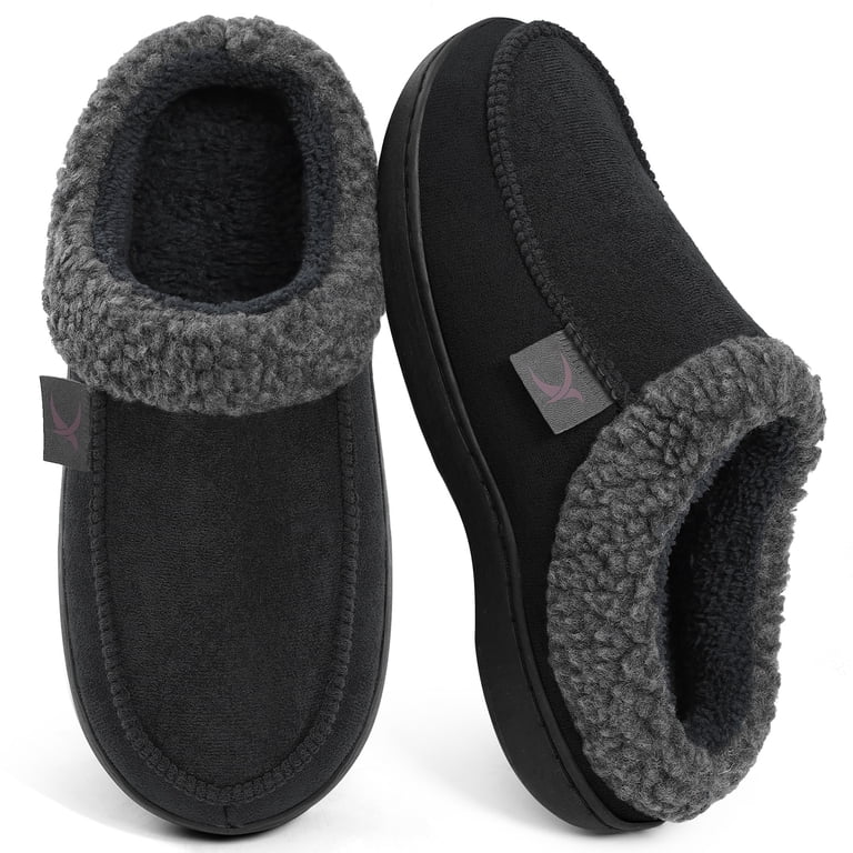 Men\'s Black Cozy Memory Foam Slippers Indoor Outdoor Slip On House Shoes KaLI_store Mens Slippers Mens Slippers House Shoes Cozy  main image 4