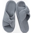 thumbnail image 1 of Ecetana House Slippers for Women Corduroy Cross Band Memory Foam Slippers Open Toe Non-Slip Home Shoes, 1 of 7