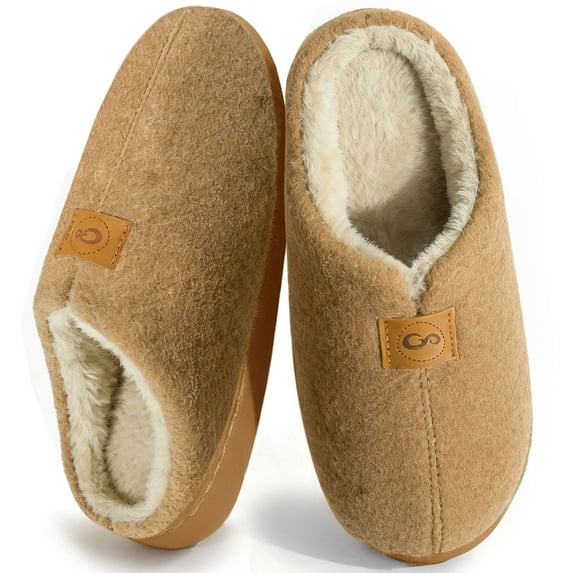 Ecetana Men's Cozy House Slippers Plush Fuzzy Lined Slip-On Indoor Warm Shoes
