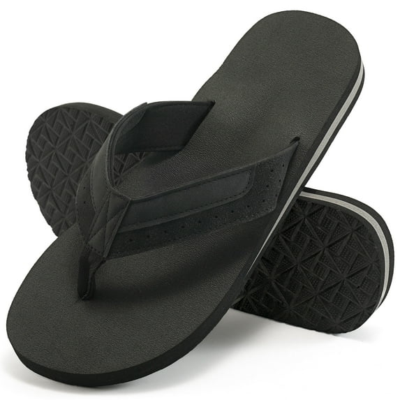 Ecetana Men's Flip Flops Comfort Yoga Mat Leather Beach Thong Sandals with Arch Support