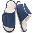 thumbnail image 1 of Ecetana Men's Fuzzy Slippers Open Toe Adjustable Memory Foam Plush Lined Indoor House Shoes, 1 of 7