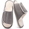 thumbnail image 1 of Ecetana Men's Fuzzy Slippers Open Toe Adjustable Memory Foam Plush Lined Indoor House Shoes, 1 of 7