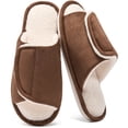 thumbnail image 1 of Ecetana Men's Fuzzy Slippers Open Toe Adjustable Memory Foam Plush Lined Indoor House Shoes, 1 of 7
