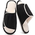 thumbnail image 1 of Ecetana Men's Fuzzy Slippers Open Toe Adjustable Memory Foam Plush Lined Indoor House Shoes, 1 of 7