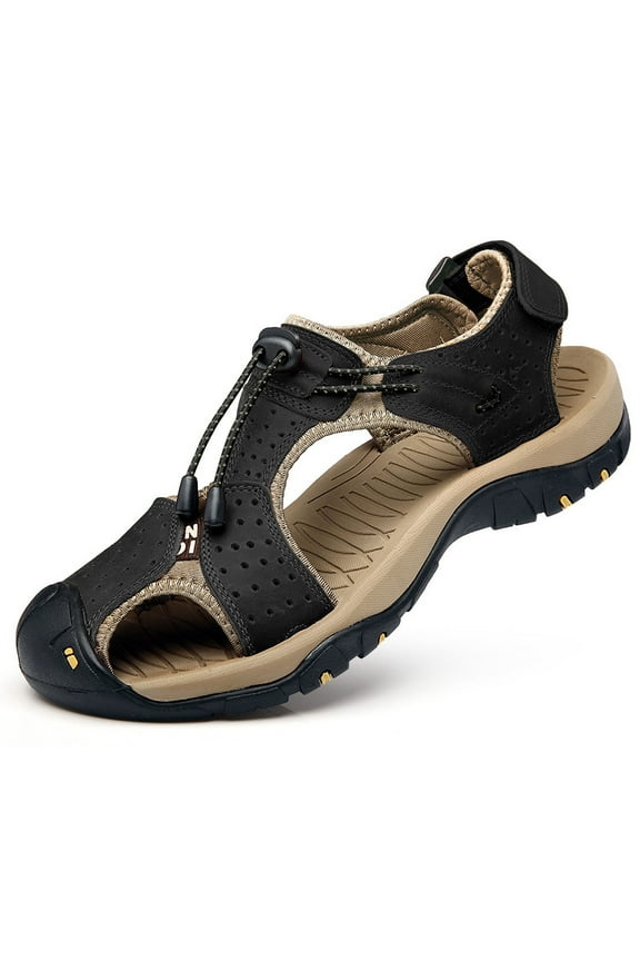 Men's Sandals Closed Toe Leather Fisherman Hiking Sandals for Men Water Shoes
