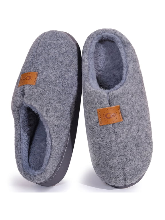 Men's Cozy House Slippers Plush Fuzzy Lined Slip-On Indoor Warm Shoes