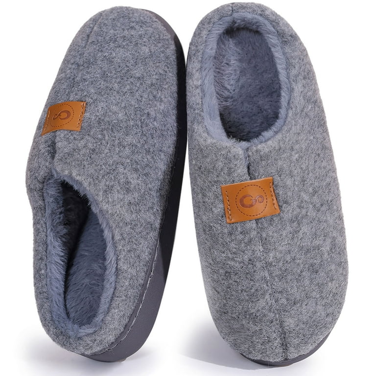 Ecetana Men's Cozy House Slippers Plush Fuzzy Lined Slip-On Indoor