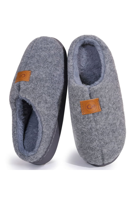 Men's Cozy House Slippers Plush Fuzzy Lined Slip-On Indoor Warm Shoes