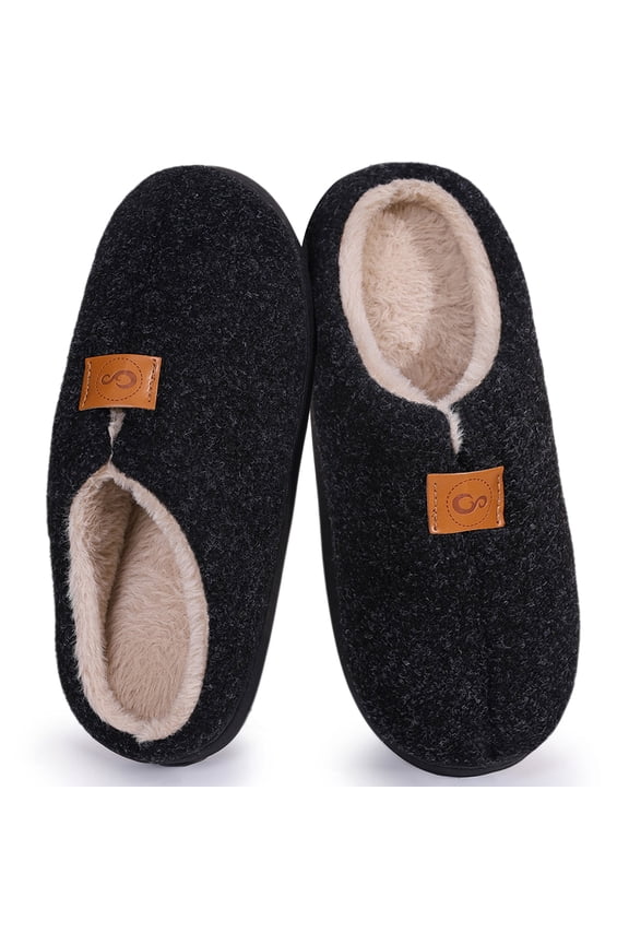 Men's Cozy House Slippers Plush Fuzzy Lined Slip-On Indoor Warm Shoes