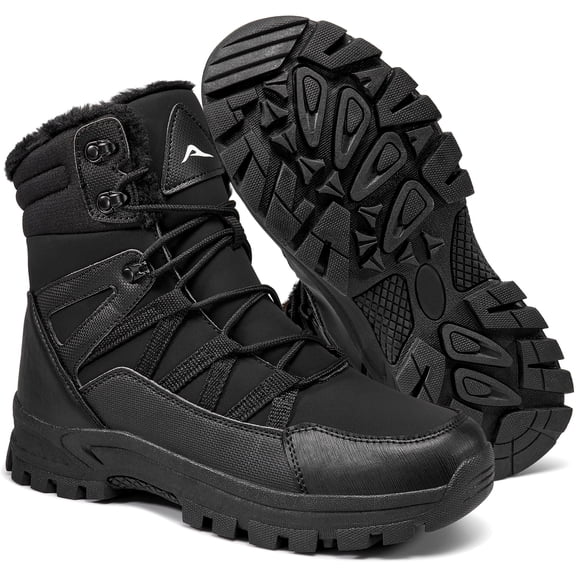 Ecetana Men's Snow Boots Faux Fur Warm Snow Boots Lightweight Anti-slip Waterproof Winter Boots