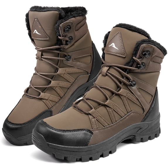 Ecetana Men's Snow Boots Faux Fur Warm Snow Boots Lightweight Anti-slip Waterproof Winter Boots