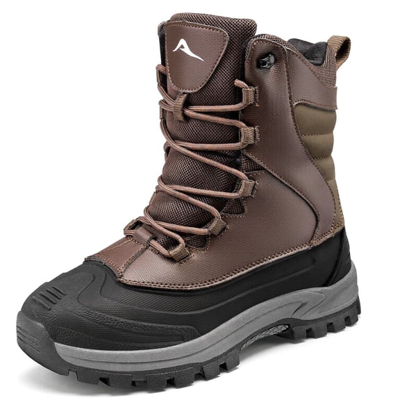 Ecetana Men's Snow Boots Waterproof Winter Lace-Up Warm Insulated Non-Slip Outdoor Hiking Boots