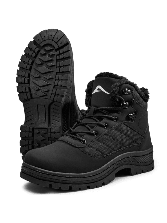 Men's Snow Boots Winter Warm Faux Fur Lined Waterproof Non-slip Outdoor Camping Trekking Trail Shoes