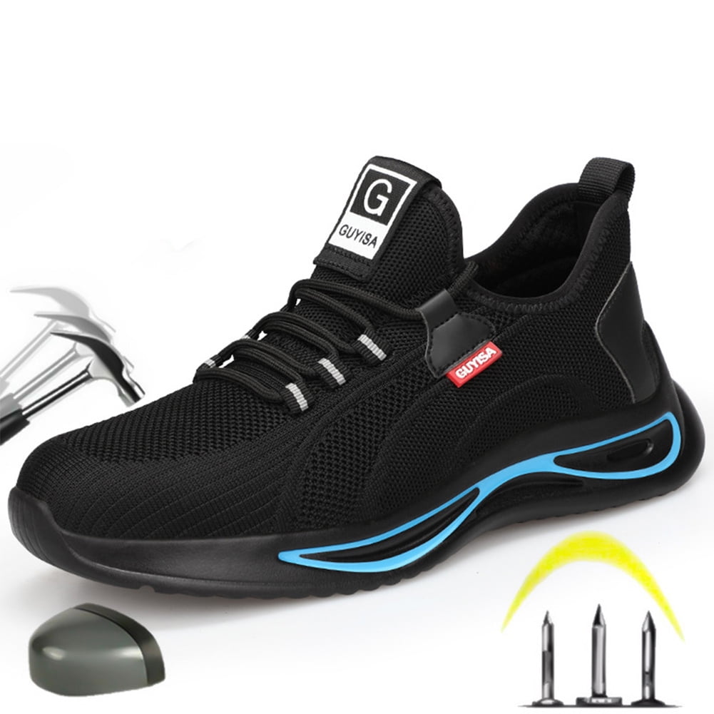 Ecetana Extra Wide Lightweight Comfortable Men's Steel Toe Safety Work Shoes, Slip & Puncture Resistant Sneakers