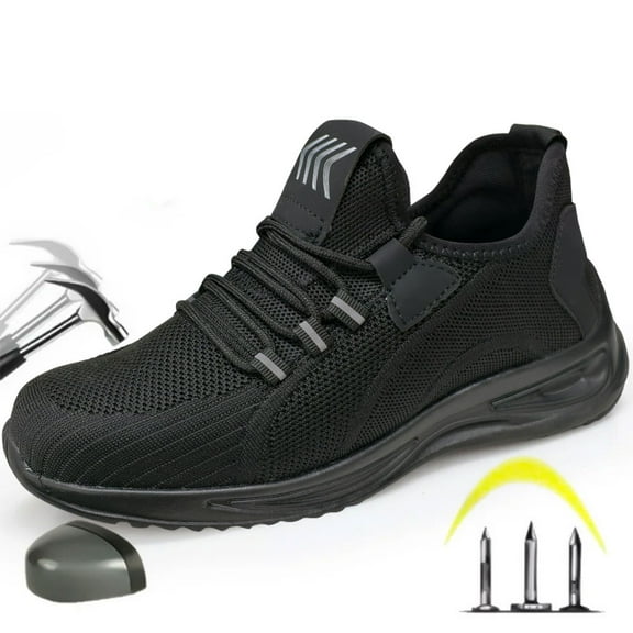 Ecetana Men's Steel Toe Shoes Slip Resistant Puncture Safety Work Sneakers