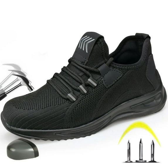 Ecetana Men's Steel Toe Shoes Slip Resistant Puncture Safety Work Sneakers