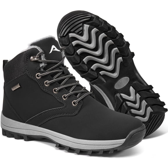 Ecetana Men's Waterproof Snow Boots Insulated Warm Lined Winter Boot for Cold Weather Non-Slip Outdoor Trekking Hiking Shoes