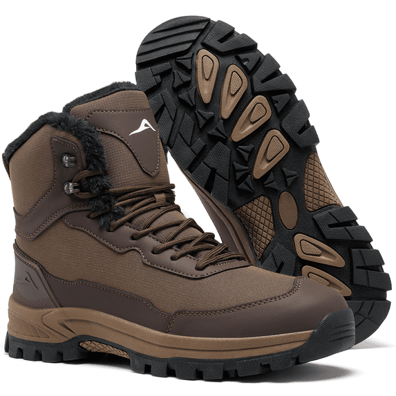Ecetana Men's Winter Snow Boots Waterproof Warm Faux Fur Lined Durable Boot Anti Slip Outdoor Warm Climbing Shoes