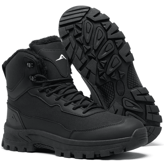 Ecetana Men's Winter Snow Boots Waterproof Warm Faux Fur Lined Durable Boot Anti Slip Outdoor Warm Climbing Shoes
