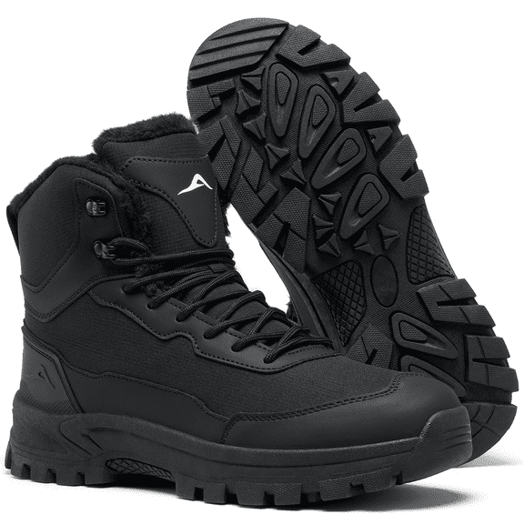 Ecetana Men's Winter Snow Boots Waterproof Warm Faux Fur Lined Durable Boot Anti Slip Outdoor Warm Climbing Shoes
