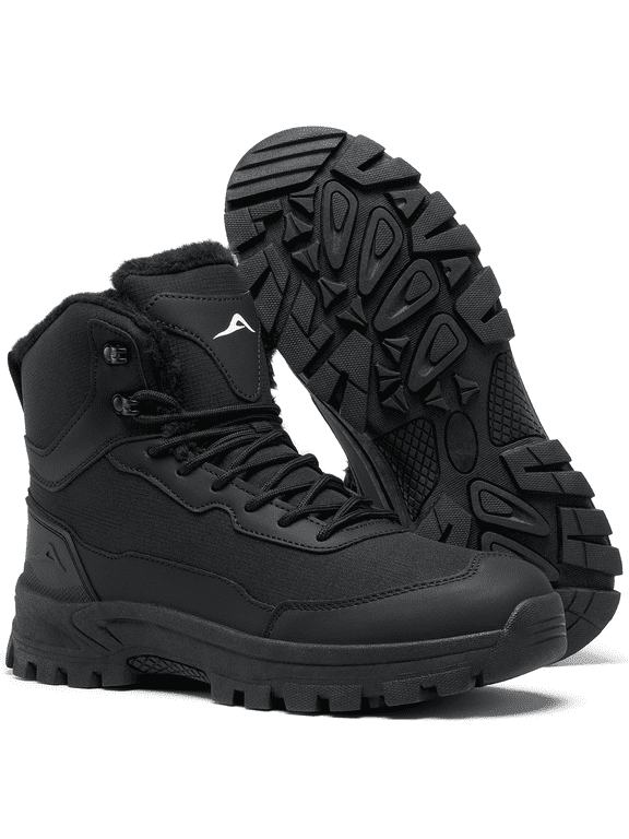 Men's Winter Snow Boots Waterproof Warm Faux Fur Lined Durable Boot Anti Slip Outdoor Warm Climbing Shoes