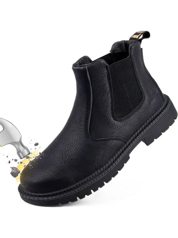 Men's Work Boots Waterproof Wear-Resistant Steel Toe Safety Protective Shoes