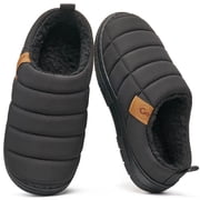 Ecetana Mens House Slippers Faux Fur Warm Home Shoes Non-Slip Indoor Outdoor