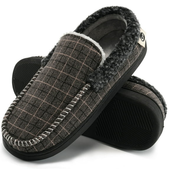 Ecetana Mens Slippers Memory Foam Loafer Slippes for Men Indoor Outdoor Slip On House Shoes