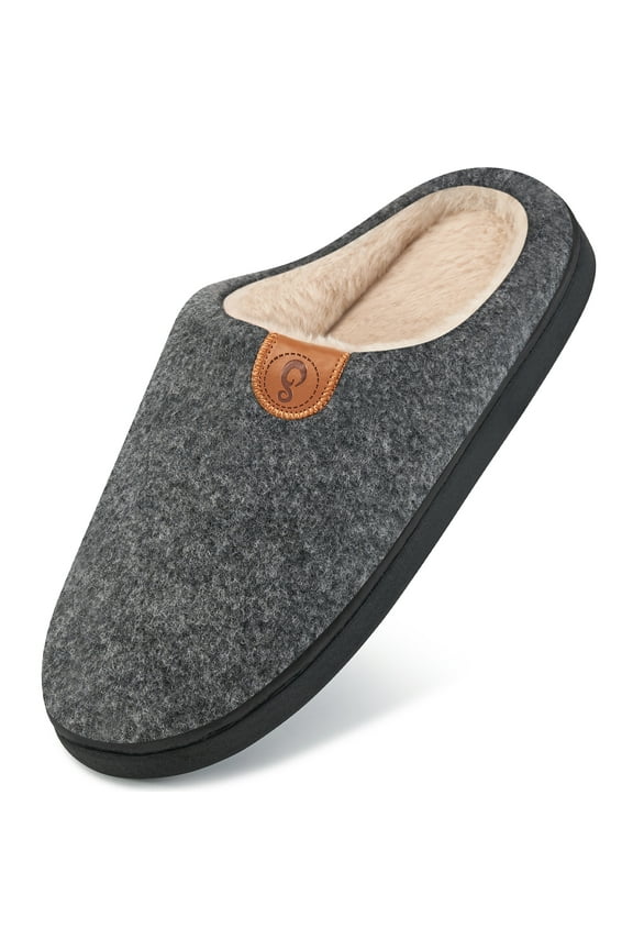 Mens Slippers Memory Foam Warm House Slippers for Men Non Slip Fuzzy Shoes